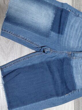 EV1 Alex Relaxed Vintage Shorts Womens Size 4 Distressed Patched‎ Blue Denim